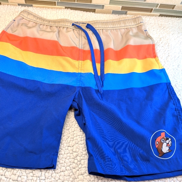 Buc-ees All Swim Shorts Trunks Boys XS Striped Blue Bucees-NEW - Picture 1 of 5